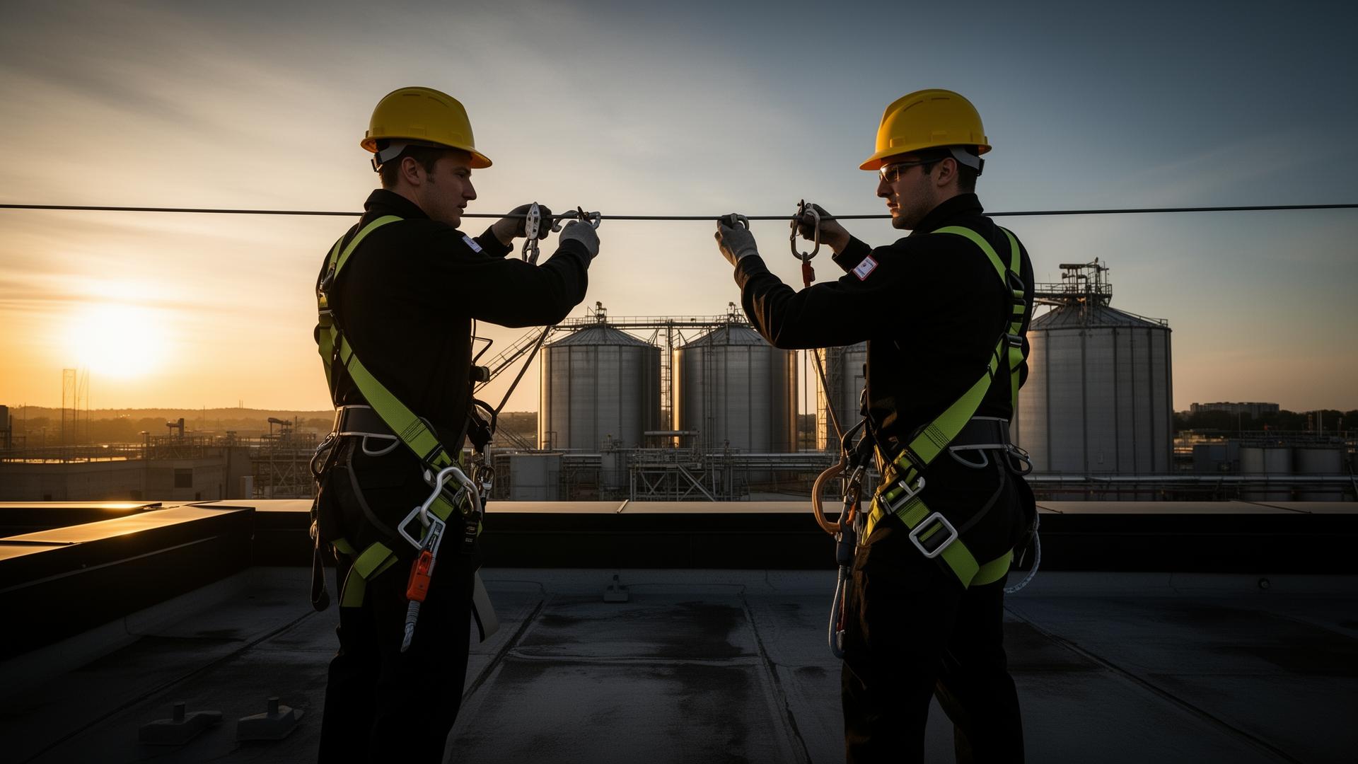 Instalación de línea de vida horizontal en planta industrial
