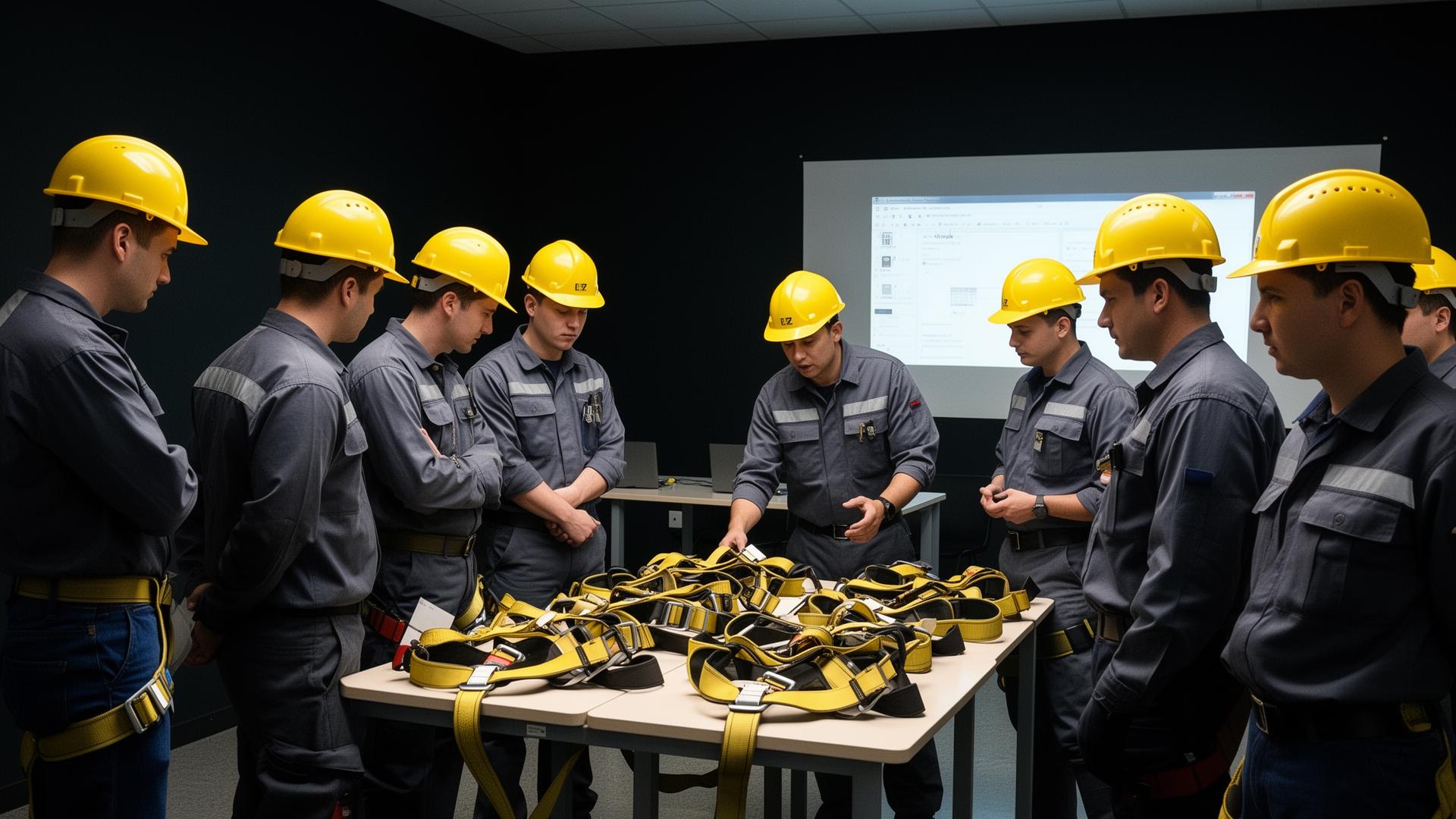 Sesión de capacitación con equipo de protección personal